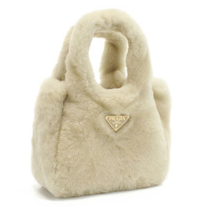 Prada Shearling Mini Handbag ECRU Beige